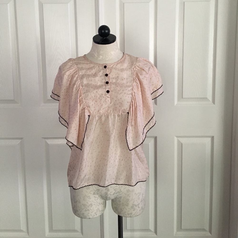 Chelsea Flower Pink Blouse Cape Sleeves